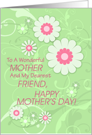 Happy Mother‡s Day Dearest Friend, Swirls & Flowers, Mint Green card