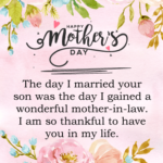 Happy Mother's Day. The day I married your son was the day I gained a wonderful mother-in-law. I am so thankful to have you in my life.