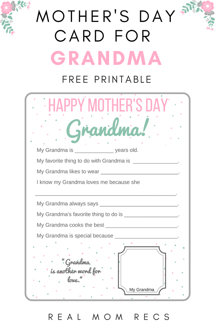 Printable Mother's Day Card for Grandma from Grandkids