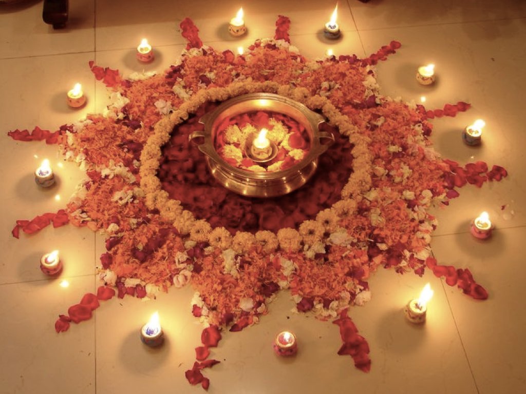 18 Flower Rangoli Designs For Diwali 2020 That Are Simple & Easy