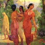 Shakuntala looking back to glimpse Dushyanta by Raja Ravi Varma (1898)