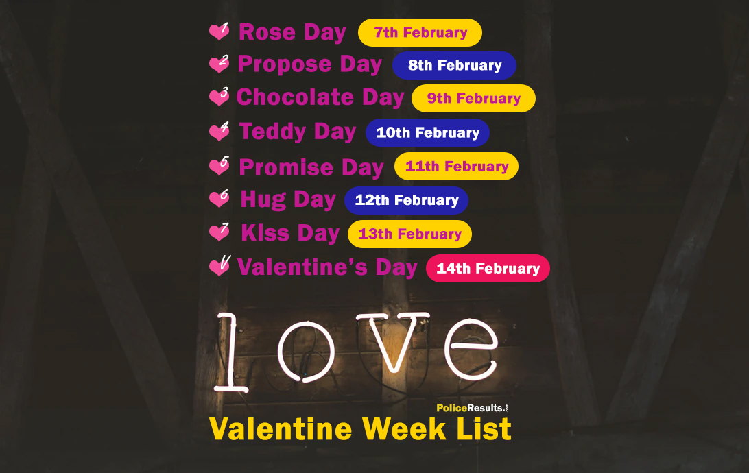 Valentine Week List 2021 : Happy Valentine Day List Dates & Schedule (7th February to 14th February)