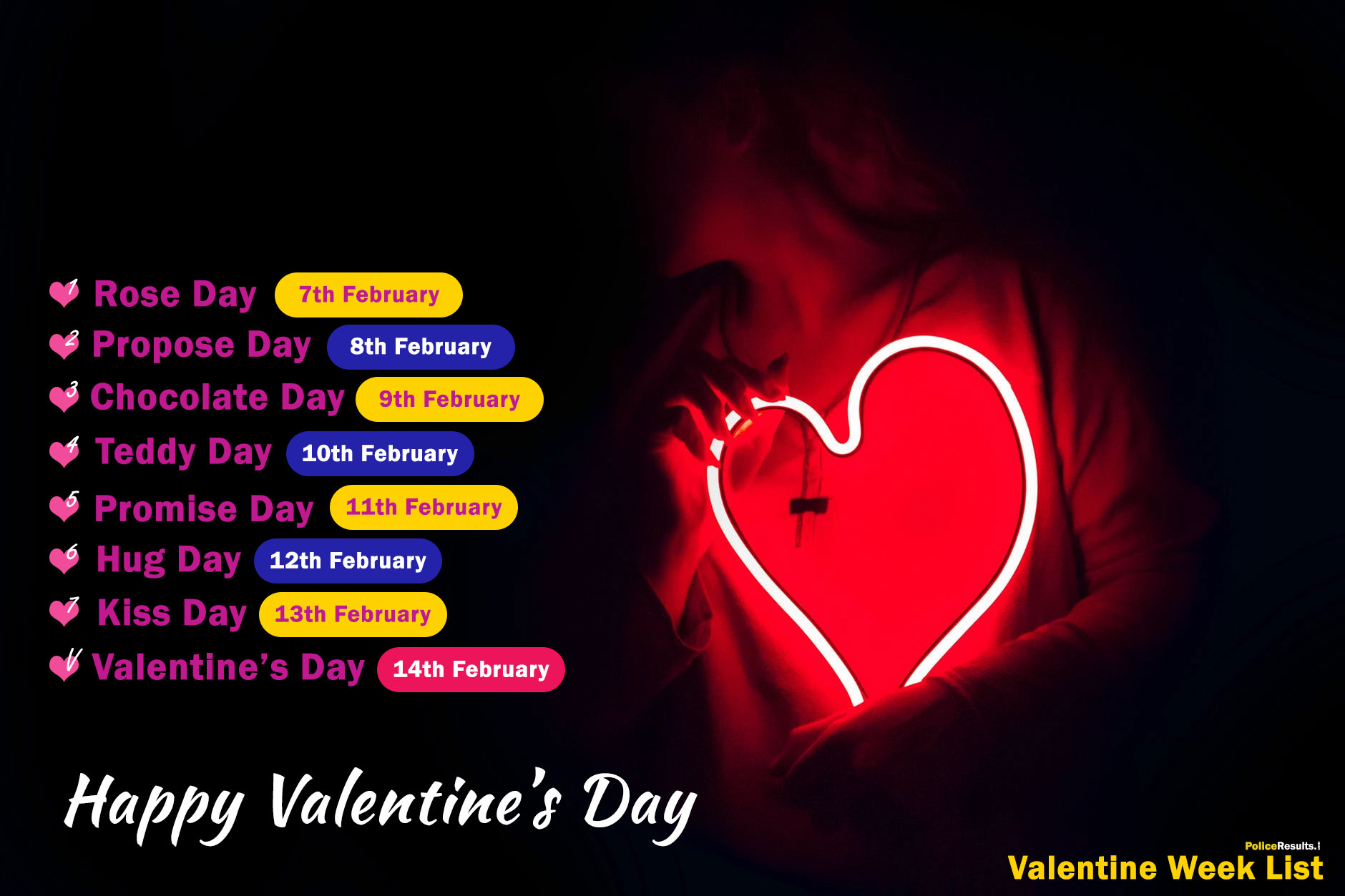 Happy Valentine Day Week List 2021