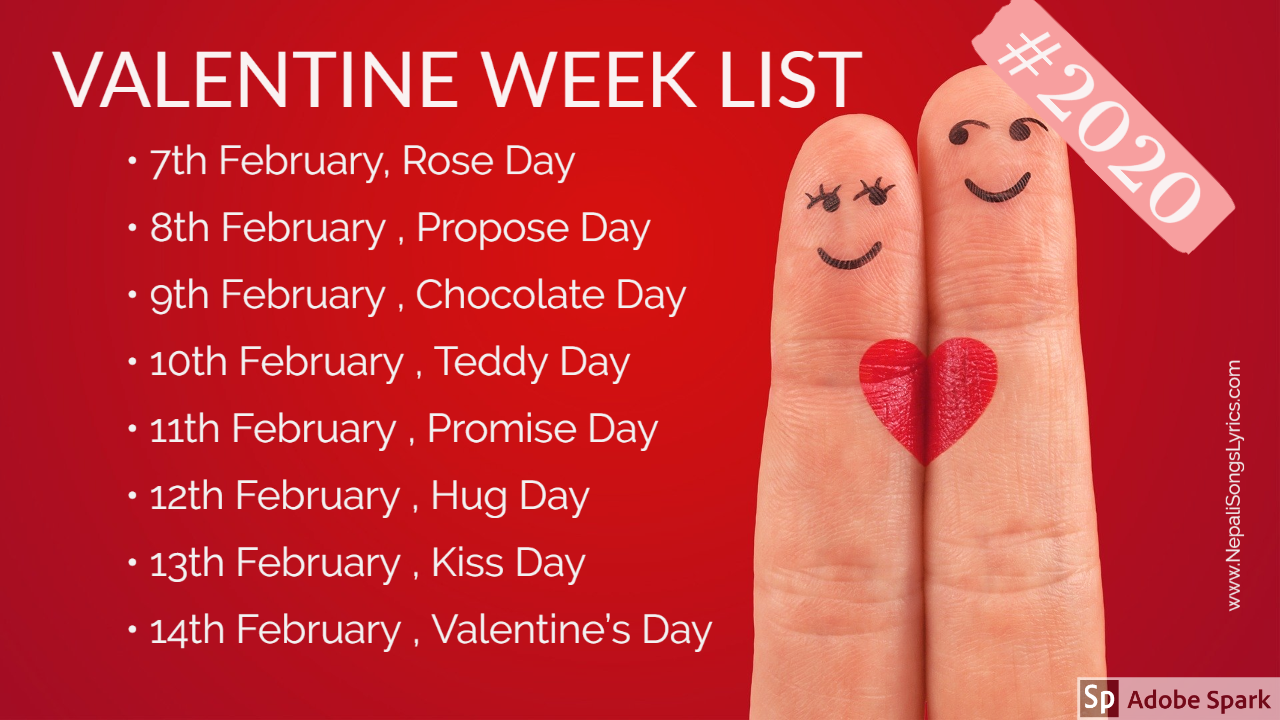 Valentine week list 2020