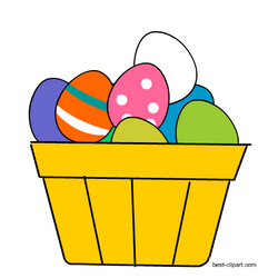 Basket full of colorful Easter eggs clip art