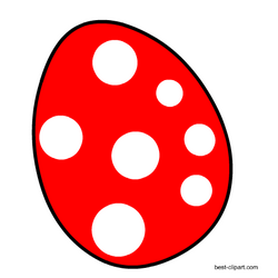 Red Easter egg with white polka dots, free clip art
