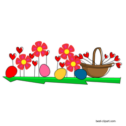 Easter eggs hidden in flowers clip art