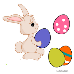 Easter bunny and colorful Easter eggs, free clip art
