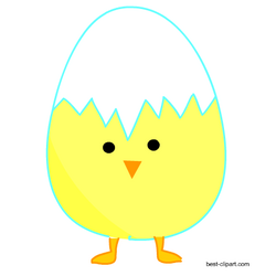 Cute chick under egg shell free clip art