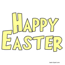 Happy Easter in yellow color, free clip art