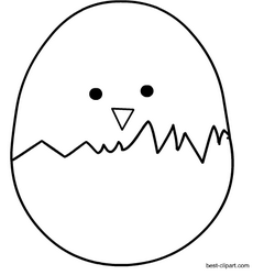 Black and white chick hatching from Easter egg clip art