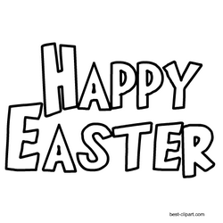 Black and white happy Easter clip art