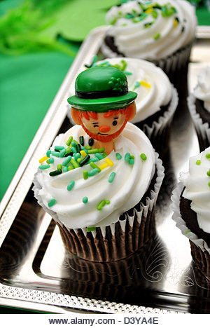 ST Patty's Day Cupcake with Figure - Stock Image