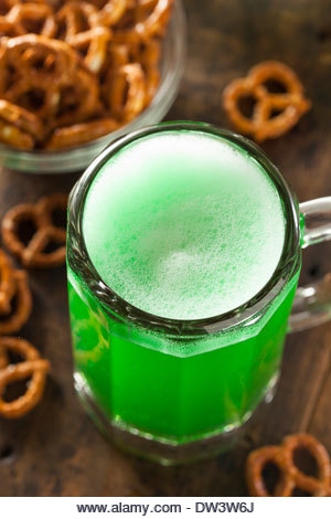 Green Beer in a Mug for St. Patrick's Day Celebration - Stock Image