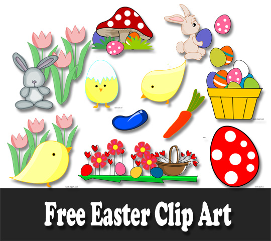 Free Easter clip art, Easter Bunny, Easter Eggs and Chicks Clip Art