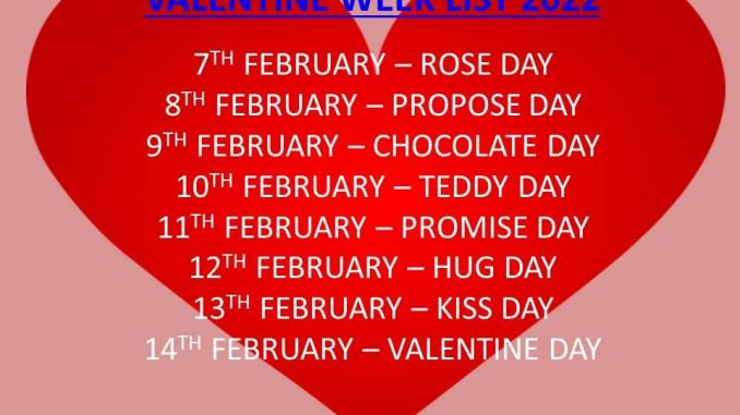 valentine week list 2022 seven days of love