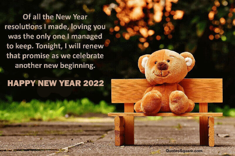 Happy New Year 2022 Teddy Bear Love Quote Image