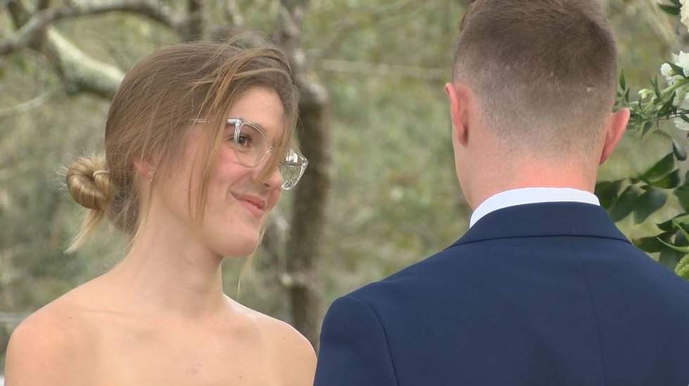 A couple tie the knot at a private airport in Harrison County on New Year's Day