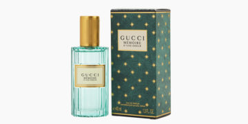 Image of green Gucci perfume bottle